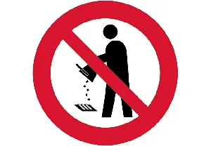 Запрещающий знак: выливать отходы в люк запрещено